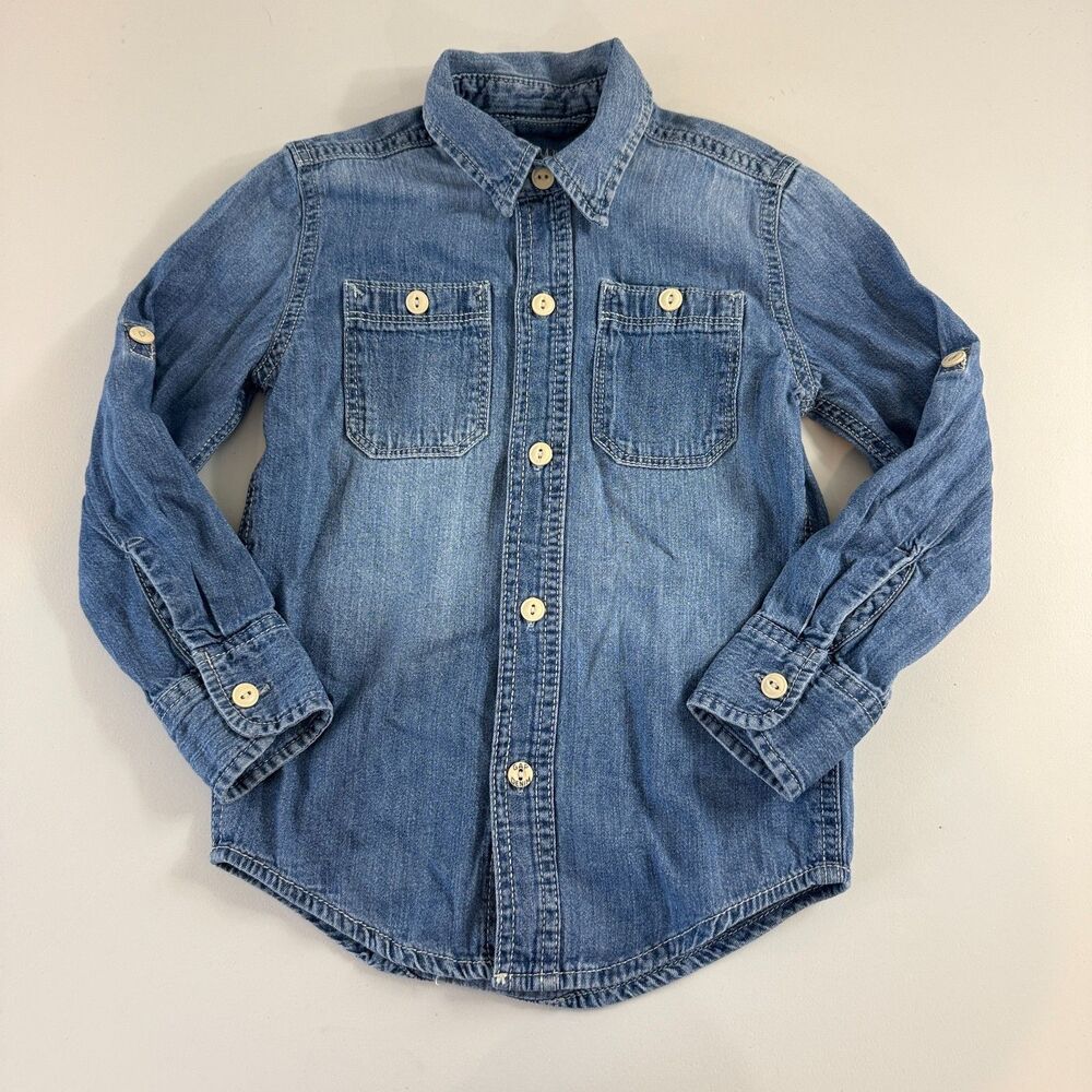 Gap Kids Long Sleeve Denim Button Up Shirt 100% Cotton Size XS Regular